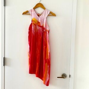 Rachel Roy Pink Asymmetrical Paint Splatter Dress With Pockets